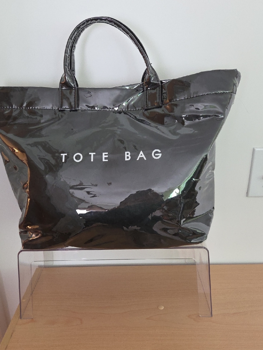 Black Patent Tote Bag - TOTE BAG,  NWOT